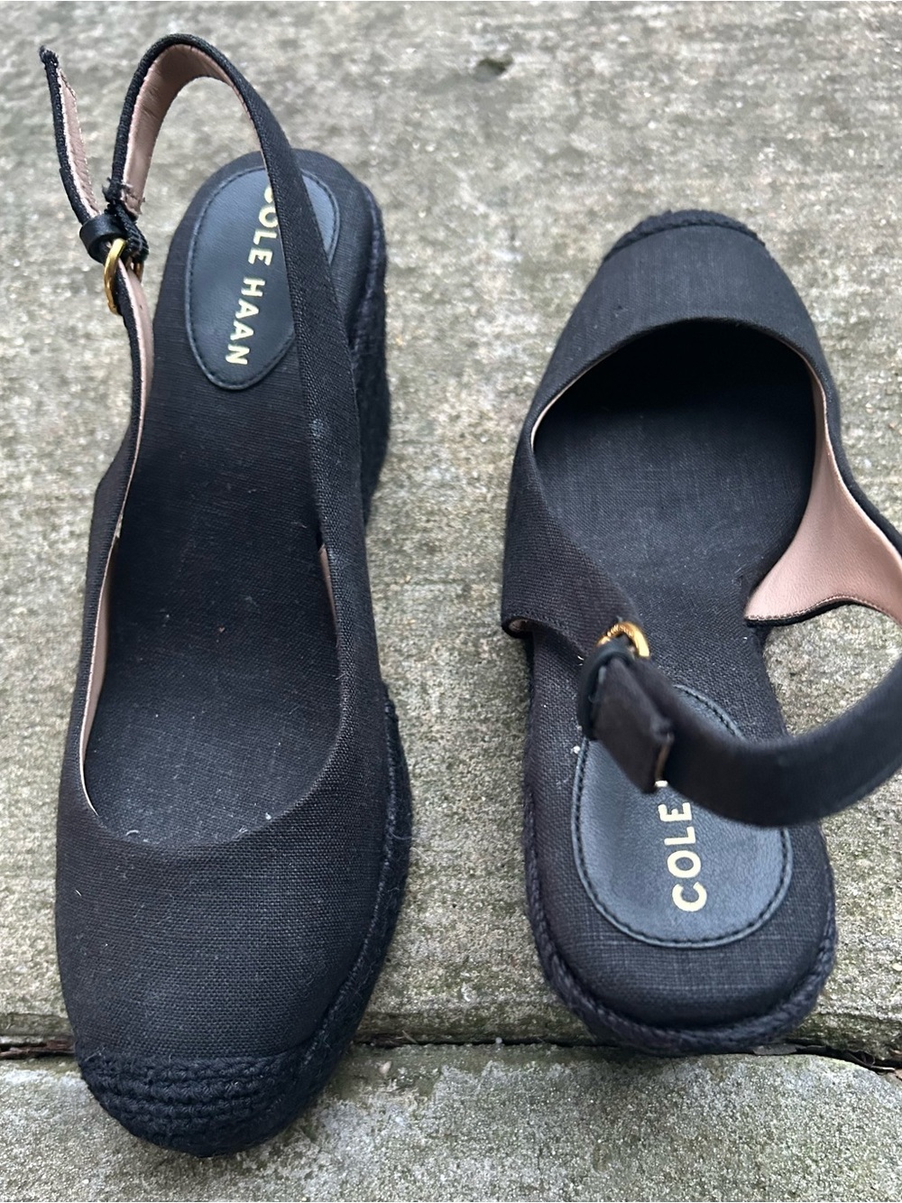 Cole Haan Black Canvas Slingback Espadrille Flats - Picture 4 of 5